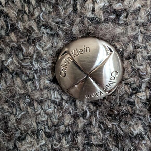 CK spring fall military belted  thick wool coat size 6 marled taupe - Picture 5 of 13